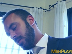 Wet blowjob and anal fucking by butler Xavi Duran and master Robbie Rojo