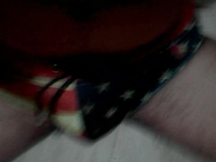 Masturbating off and spunking in Wise USA flag speedos and dressed in goggles/cap