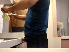 Daddy peeing public bathroom, gay latino big cock, black