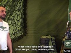 Caetano Soares gets on his knees to please Sergeant Daniel Trebol