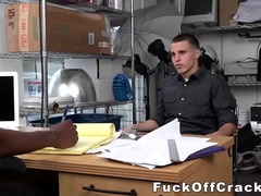 Jock drilled by black boss after ball licking deepthroat