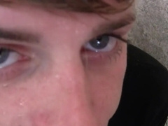 Clothed guy who loves sucking dick also gets pissed on