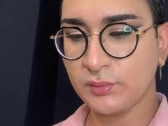 Fem Fuckslut Tonguing and Salivating on Fake Penis