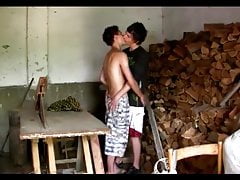 Two boys barebacking