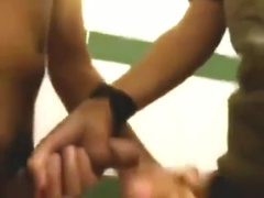 young student using his cam in school's washroom to spy and have sex fun