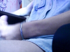 Masturbating cock and listening to music