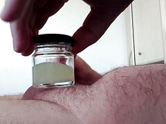 Nylonjunge`s cum in glass 2 Orgasm