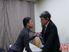 Asian twink Alex and Daddy having a anal sex in a office