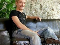 Wild British gay stroking cock and cums