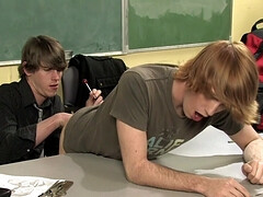 Twinks fuck in the classroom after dirty anal oral sex
