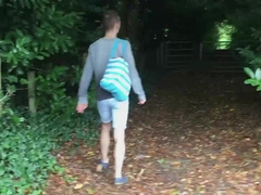 Youngster perv has solo ass fucking have fun in the forest and jacks