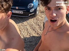 TOTAL AGF :: Young duo plows during a jog caught on camera outdoors!