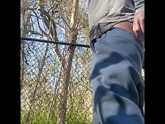 Dildo Play 5: Outdoor compilation of ass play and piss while using 9in bbc mechanic dick