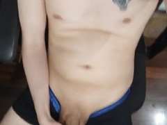 Scorching obese man wanking off