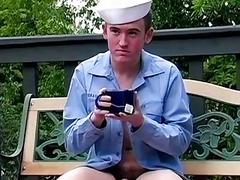 Gay sailor makes out with his boyfriend while enjoying handjobs