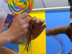One lick on the lollipop and one lick on the twink dick