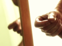 Super-Steamy Dude Unwraps n Masturbates n Shoots A Load on Mirror !!