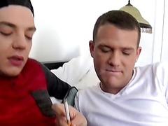 Dashing studs go for sloppy blowjobs and rimjobs while smoking