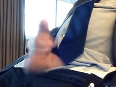 Suited Silver Fox Faps Off Solo