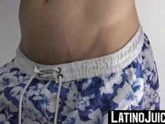 Bearded latino Mauricio tongues my shaft while hes milking