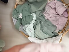 Cuckold husband cums in used wife's panties
