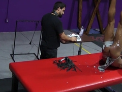 Bondage and hot hunk domination with two horny dudes