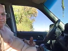 Bald Daddy Cums in Car