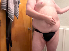 Anal masturbation, boy peeing, big belly bear