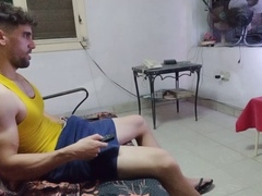 Handsome Euro twink jerks off his big dick after gym and rolls his eyes from intense orgasm