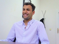 Scrawny amateur guy riding that huge penis in POV