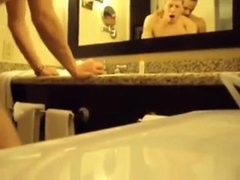 Interracial Couple's Bareback Bathroom Fuck 2