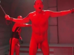 Bound dude whipped and fucked gay BDSM