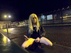 Busy bus station wank