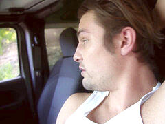 Outdoors homosexual enjoyable experience Near a Jeep