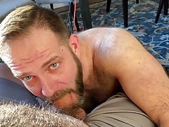Dad on Dad action - two hairy dads