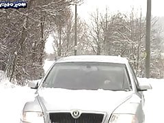 Boys suck in car on the snow and fucking at home