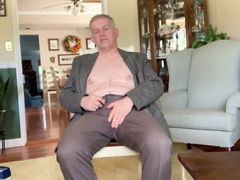 Masturbating daddy talking, stripping, masturbating and cumming