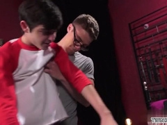 Brown-Haired lad smacking with jizz flow