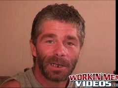 Bearded mature gay dude loves anal play while masturbating