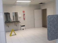 Chemical experiment with knob in public douche.