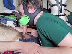 Horny hunk passionately devouring his throbbing shaft