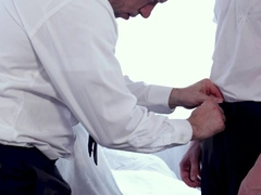 DILF with a muscular body fucking a big booty twink