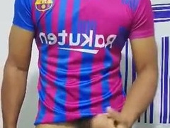 Latinburritohot7 strokes his massive tool with a warm smile