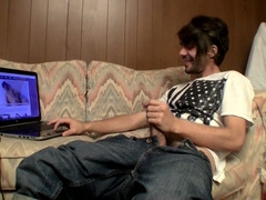 Hairy straight thug solo masturbate and cum blasts