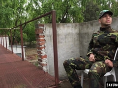 Leonel Russell sits on a massive dildo as a punishment by Aaron Vigo