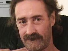 Dirty old guy plays with his pole solo