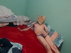 Gay belt, gay twink solo, bedroom