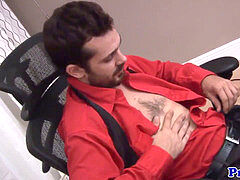 Mature office man masturbates his bone after hours