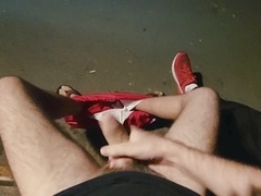 Daring outdoor wankers take risks in the park