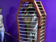 Caged boy wants his master to set him free and fuck him